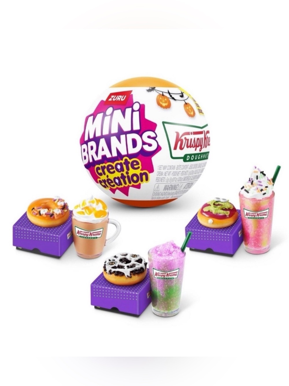 LOT 3 Mini Brands create holiday Halloween donut drink Zuru Krispy Kreme coffee